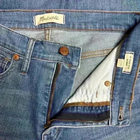 MADEWELL 9" High-Rise Skinny Jeans in Allegra Wash Rip & Repair Edition Sz. 27 T - Picture 12 of 15